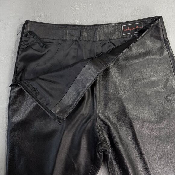Vintage Lucky Leather Black Leather Straight Leg Pants Women's 8 - Picture 3 of 6
